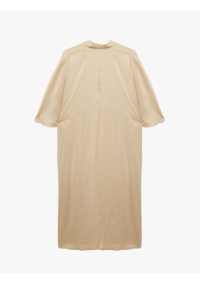 Koton Rahat Kalıp Geniş Kol Uzun Saten Kimono Ceket Lıght Gold 6sak50100uw Lg2