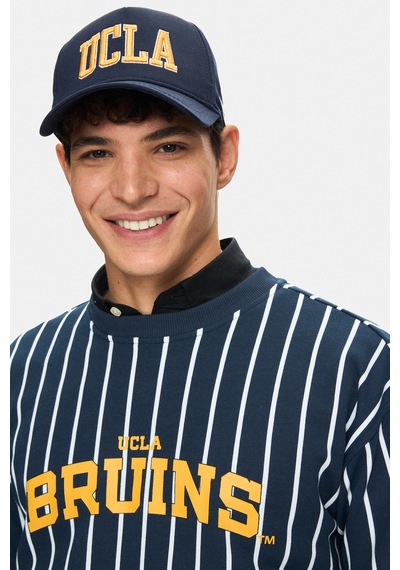 Ucla Nelly Lacivert Bisiklet Yaka Baskılı Oversize Fit Erkek Sweatshirt Lacivert