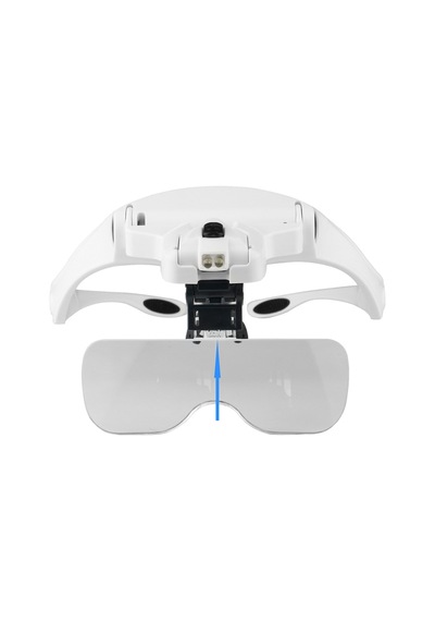 Geeksen 5 Lens 1.0x-3.5x Ayarlanabilir Baş Bandı Büyüteç Gözlük 2 Led Işıklı Büyütme Aleti