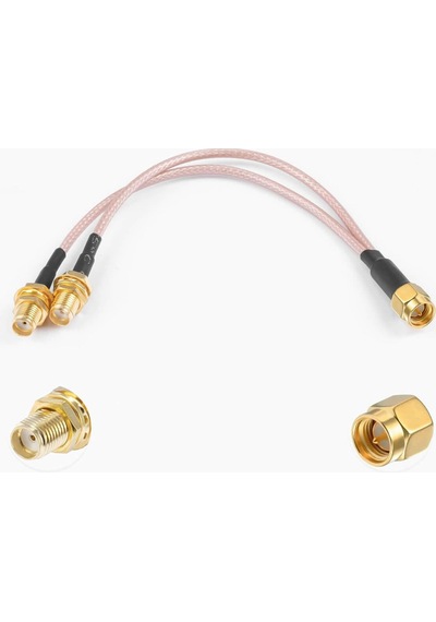 Y Tip Rg316 15cm 1x Sma Erkek 2x Sma Dişi Kablo Rf Uzatma Kablosu Altın Kaplama Soket 0-6ghz Wi-fi