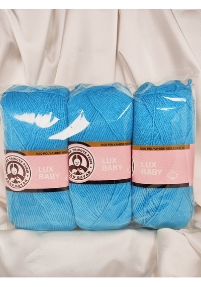 Lux Baby Turkuaz Mavi El Örgü İpi Art No:3010 - Nm:3.4 - 100gr. 340mt. 3 Adet - Renk: 023