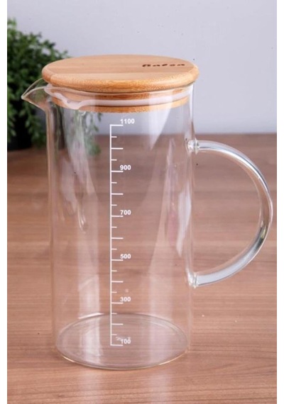 Borosilikat Cam Bambu Kapaklı Ölçü Kabı 1000ml Diğer