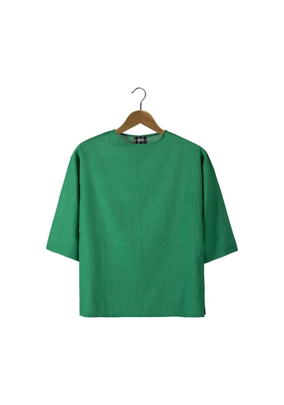 Erkek Yeşil Fakir Kol Keten T-shirt Yeşil