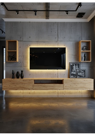 Resital Duvara Monte Ledli 270 Cm Tv Ünitesi Duvar Raflı - Ll6032 Atlantik Çam Resital Duvara Monte Ledli 270 Cm Tv Ünitesi Duvar Raflı - Ll6032 Atlantik Çam