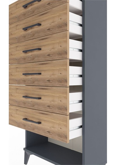 Arges Dolap 6 Çekmeceli 60x30x134 Antrasit-çam Antrasit