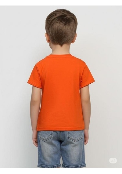 Breeze Erkek Bebek Cep Detaylı Basic T-shirt-15832 Turuncu