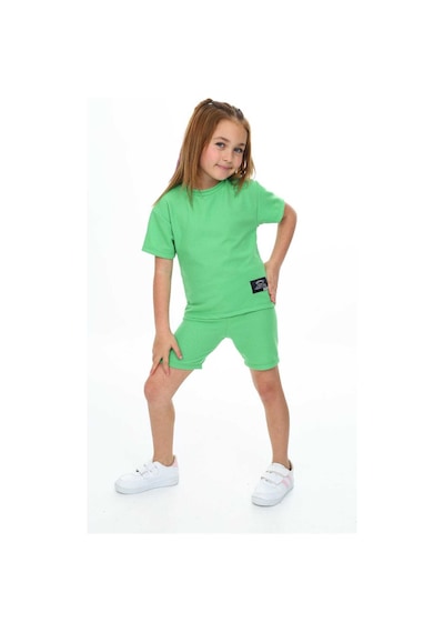 My Kids Wear Bisiklet Yaka Şortlu Kız Çocuk Şortlu Takım Yeşil