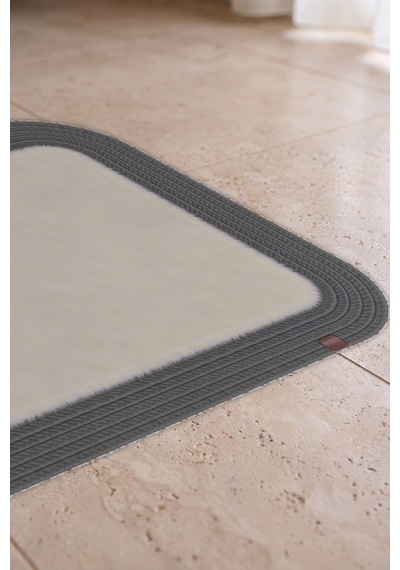 Banyo Paspası Takımı 70x110+50x70 Cm Düz Ekru & Antrasit