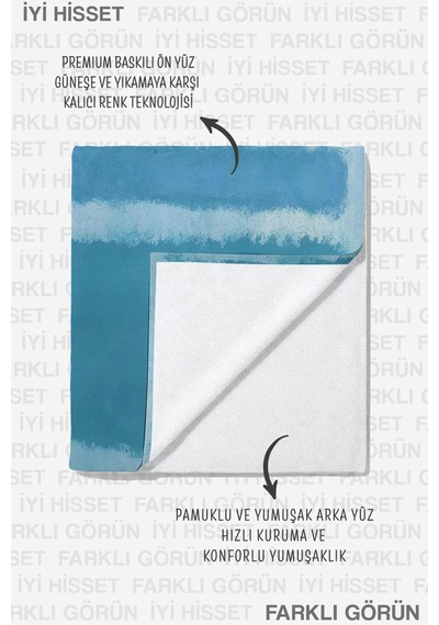 Mavi Çizgili Modern Plaj Havlu Örtüsu - Minimalist Akdeniz Stil Hızlı Kuruyan Mikrofiber Havlu Örtü Serin Mimoza