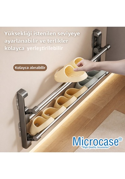 Microcase 2 Bölmeli Metal Duvara Monte Katlanabilir Terlik Ayakkabı Standı 30 Cm 2 Adet Al5464 Gri Microcase 2 Bölmeli Metal Duvara Monte Katlanabilir Terlik Ayakkabı Standı 30 Cm 2 Adet Al5464 Gri