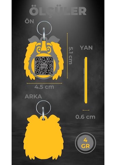 Petjoo 23.Lad Sarı-Gri Qr'lı Köpek Künyesi