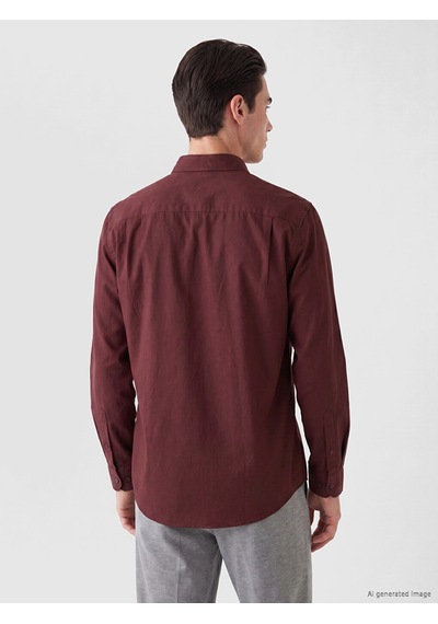 Lcwaıkıkı Classic Bordo Regular Fit Erkek Gabardin Gömlek