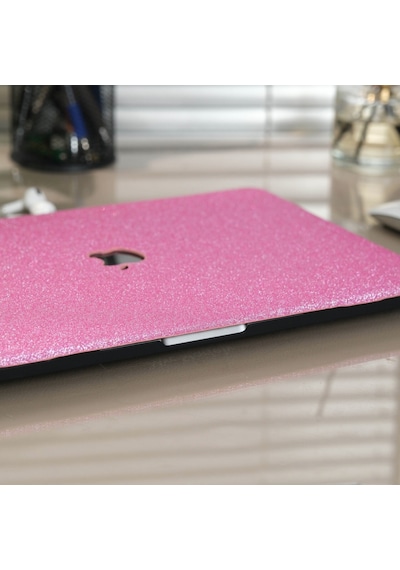 Macbook Air 13.6 Uyumlu M2 M3 M4 M5 Simli Kaplama Premium Tpu Sert Kılıf İnce Parlak Koruma Açık Pembe
