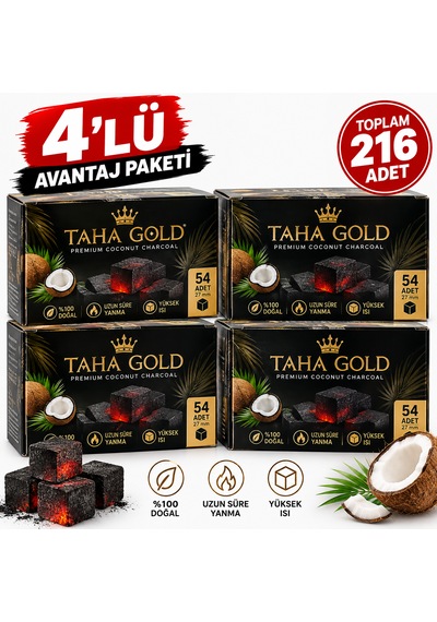 Taha Gold 27 Mm Hindistan Cevizi Kömürü 54 Adet 4 Lü Avantaj Paketi