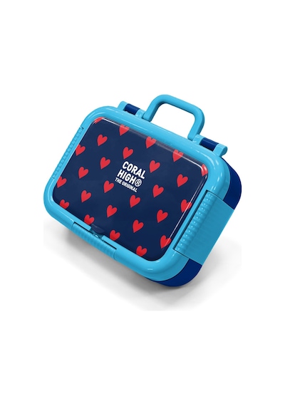 Coral High Kids Lacivert Kırmızı Kalp Desenli Paslanmaz Çelik Beslenme Kabı 39129 Mavi