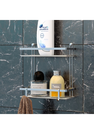 Teknotel Iki Katlı Lamalı Banyo Rafı Kancalı Krom Es067H Çok Renkli