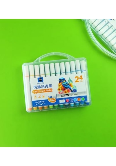 24 Renk Akrilik Marker Kalem Seti 124-Pembe
