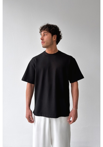 Flaw Atelıer Basic Oversize Fit Siyah Tişört-29503