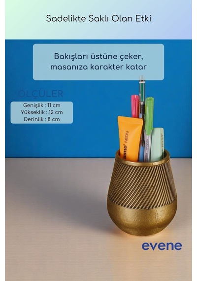 Kalemlik Masa Kalemliği Organizer Kalemlik Altın Eskitme Renk Model 89 Çok Renkli