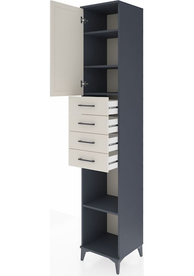 Hyperion Dolap 4 Raflı 4 Çekmeceli Tek Kapaklı 44x44x243 Antrasit-aytaşı Antrasit