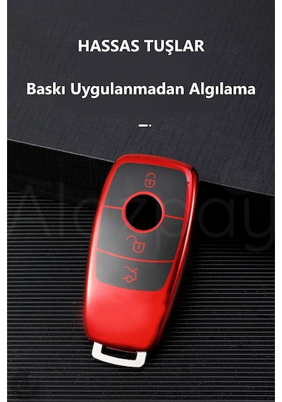 Mercedes A B C E S G Serisi Cla Cle Gls Gla Glb Glc Amg Uyumlu Parlak Tpu Anahtar Kılıfı Kırmızı