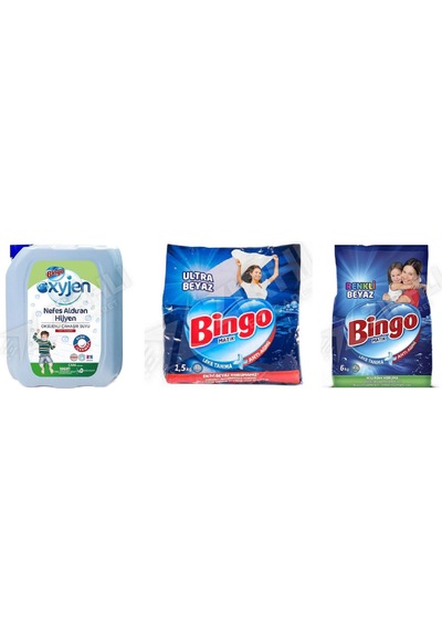 Bingo Çamaşır Suyu 4 Lt + Beyazlar İçin Ultra 1.5 Kg + Tüm Renkler Deterjan 6 Kg3'lü Set Diğer