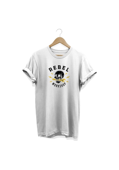 Rebel Workshop Baskılı Beyaz T-shirt Beyaz