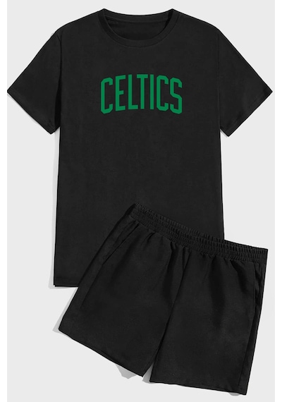 Uyguntarz Celtics Baskı Şort Takım Siyah