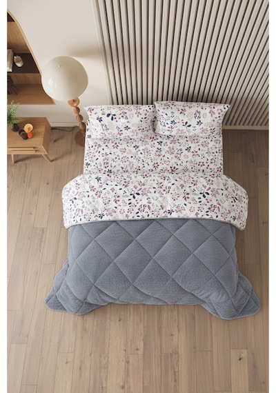 Morena Battal Boy Lüx Wellsoft Yorgan Çift Taraflı - 2 Adet Yastık Kılıflı Yorgan Seti 215x235 Cm Gri