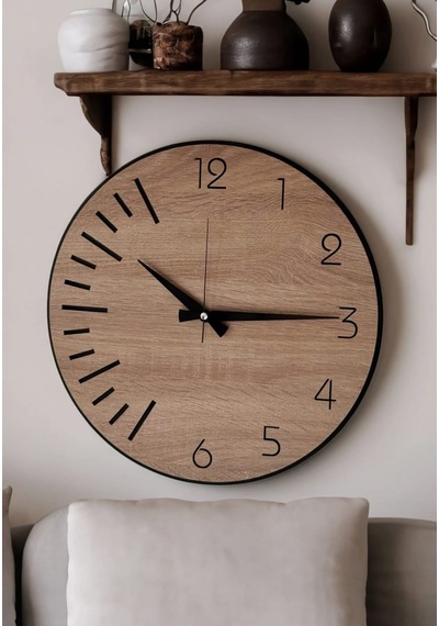 Modern Ahşap Duvar Saati Sağlam Çok Şık Ve Birarada..no:41 Çok Rekli