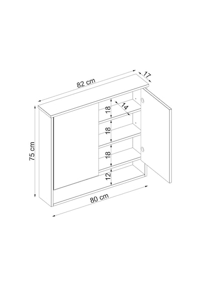 Banos Banyo Kulpsuz 2 Kapaklı Mat Beyaz Mdf 82Cm Aynalı Üst Dlp Atlantik Çam - Beyaz