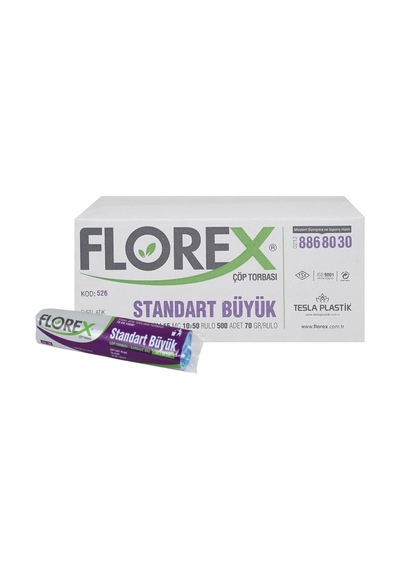 Florex Standart Büyük Boy Çöp Torbası 50 Adet Mavi 65 x 80 CM