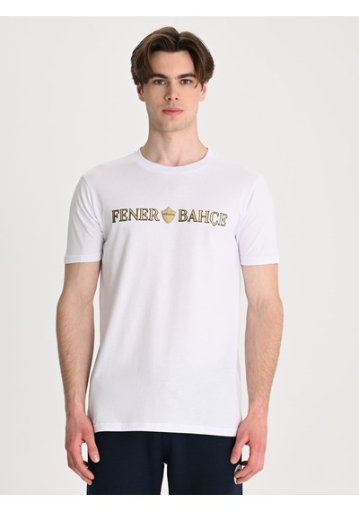 Erkek Trıbun Altın Fenerbahçe Tshırt BEYAZ