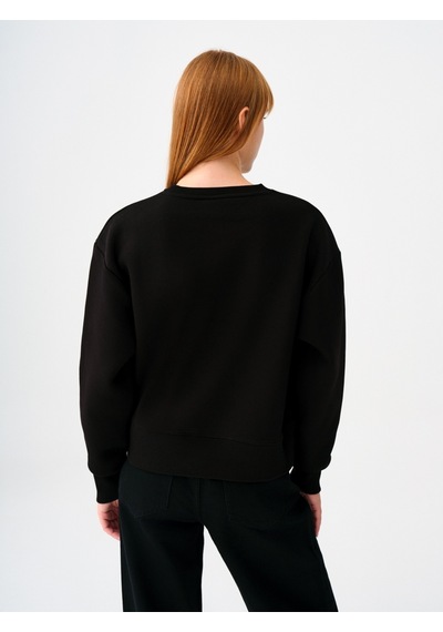 Long Crop Kadın Sweatshirt Siyah