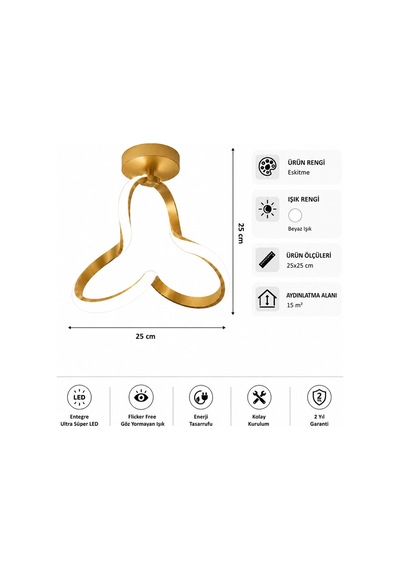 AvizeGO Cevina Led Plafonyer Avize Beyaz Işık Eskitme
