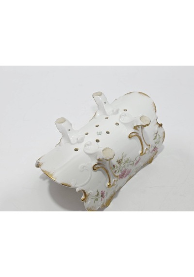 Gda Çiçek Desenli Porselen Kuşkonmaz Sunum Tabağı 22,5x13x10,5cm Çok Renkli