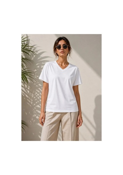 Butik İstanbul V Yaka Basic Tişört Kısa Kol Yazlık Regular Fit T-shirt - Beyaz Butik İstanbul V Yaka Basic Tişört Kısa Kol Yazlık Regular Fit T-shirt - Beyaz