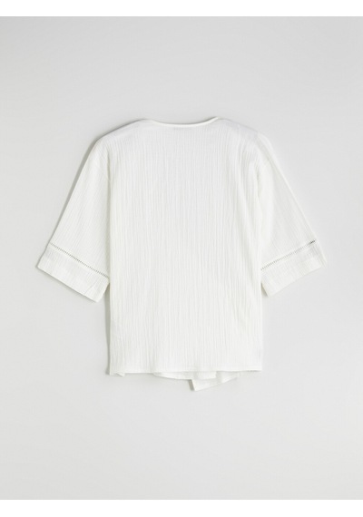 Lcw Vision Beyaz V Yaka Dokulu Oversize Kadın Kimono