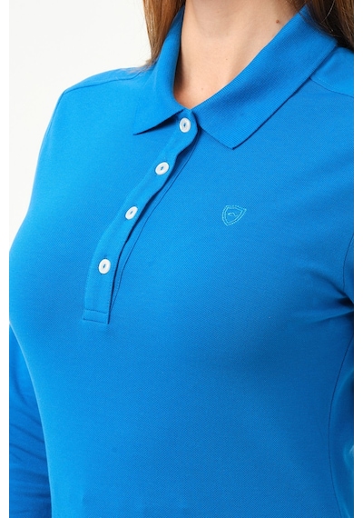 Msw Kadın Uzun Kollu Regular Fit Polo Yaka T-shirt Indigo