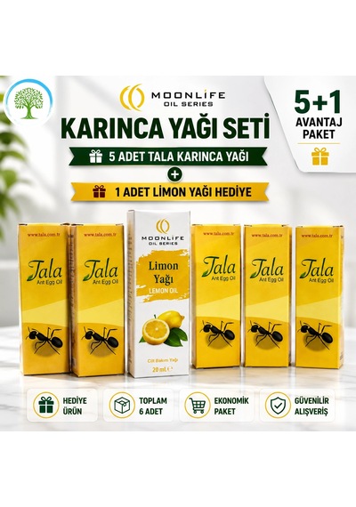 Çareburada Tala Karınca Yağı 5 Adet 20 Ml + Moonlife Limon Yağı Hediye Diğer