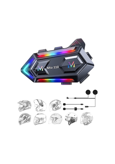 Mioji Mio 110 RGb 1000Mah Ipx6 Motosiklet Kask İçin Bluetooth Intercom Kulaklık