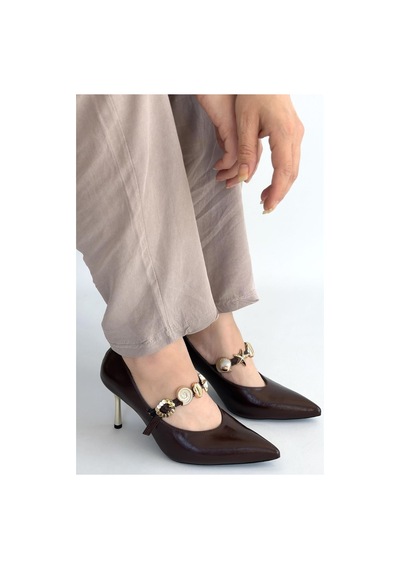 Senelcollectionn Conne Kahverengi Cilt Stiletto Ayakkabı Çok Renkli