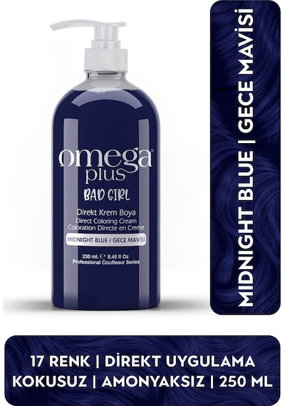 Omega Plus Bad Girl Gece Mavisi Amonyaksız Renkli Saç Boyası 250ml