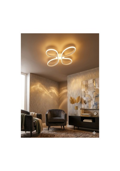 Yüksek Aydınlatmalı Yonca Model Beyaz Rengi Tavana Yapışık Plofonyer Modern 3 Renk Led