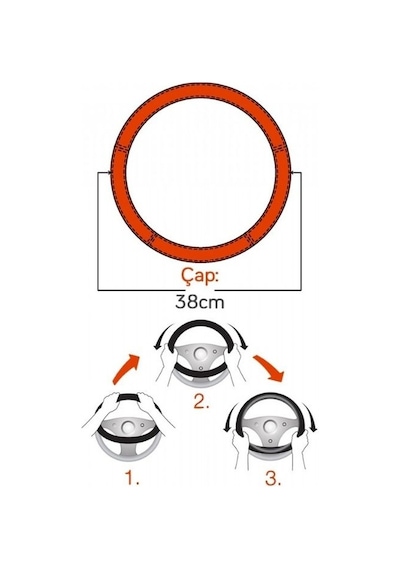 Carub Direksiyon Kılıfı Geçmeli 38 Cm Siyah M3 Fosforlu Br1842020 1 Adet