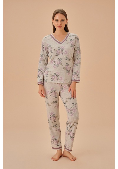 Suwen Carmen Pijama Takımı Sh251706601350 Bej Melanj