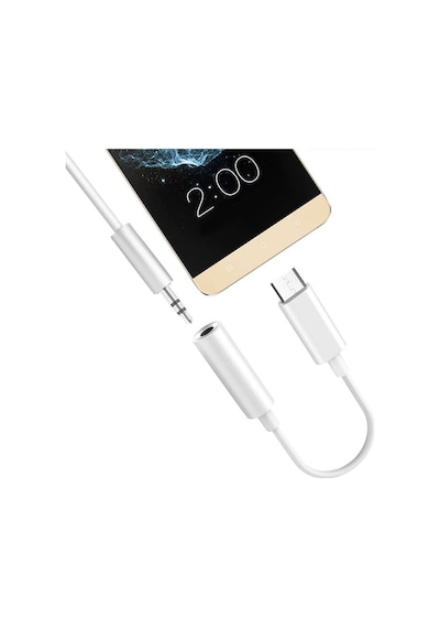 Ayex TYP-C İçin Kulaklık ve Mikrofon Adaptörü Beyaz 3.5 MM