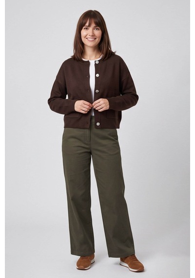 Fashion Friends Düğmeli Kahverengi Kadın Hırka 26k0111k1