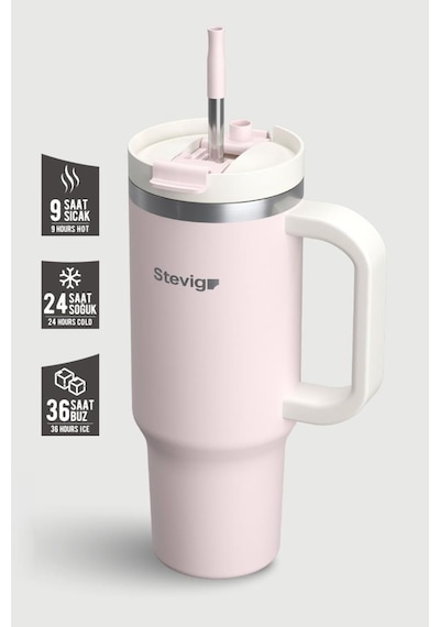 Stevig 2 Moods Tuck-in Tumbler Sızdırmaz Çelik Termos 900 Ml Petal Pink St-241 Pembe