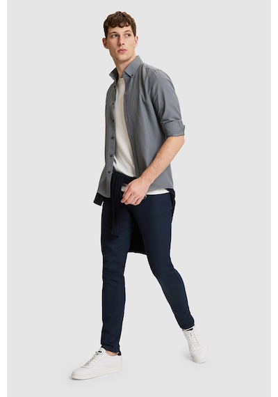 U.S. Polo Assn. Erkek Antrasit Slim Fit Uzun Kollu Basic Gömlek 50324708-vr006